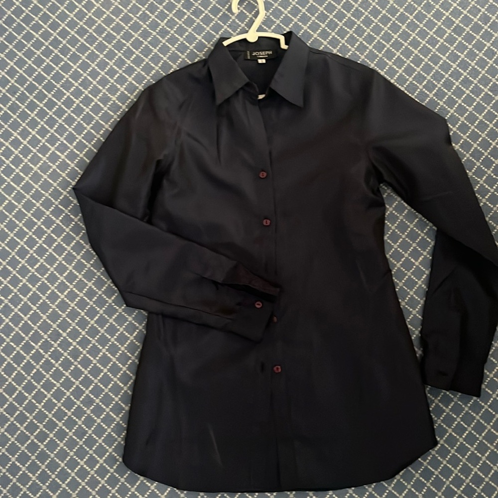 JOSEPH satin like button up shirt navy blue